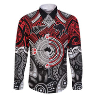 Aotearoa and Australia Family Matching Tank Maxi Dress and Hawaiian Shirt New Zealand Honour The Treaty Ake!Ake!Ake! LT9 Dad's Shirt - Long Sleeve Red - Polynesian Pride