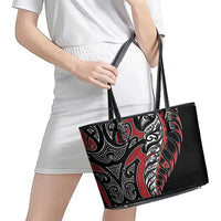 Koru Fern New Zealand Leather Tote Bag Maori Tribal Pattern