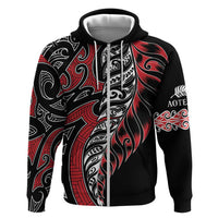 Koru Fern New Zealand Zip Hoodie Maori Tribal Pattern LT9 Zip Hoodie Red - Polynesian Pride