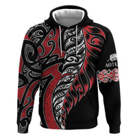 Koru Fern New Zealand Zip Hoodie Maori Tribal Pattern LT9 Pullover Hoodie Red - Polynesian Pride