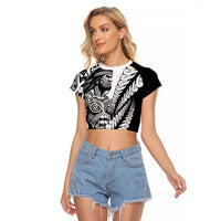 Koru Fern New Zealand Maori Tribal Warrior Raglan Cropped T Shirt