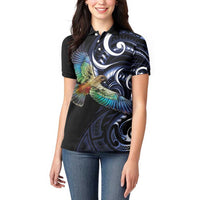 New Zealand Kea Bird Personalised Women Polo Shirt Maori Tribal Koru Art