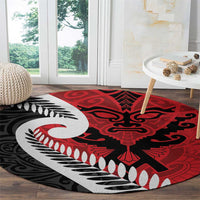 Silver Fern Koru Swirls with Maori Ta Moko Round Carpet LT9 - Polynesian Pride