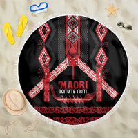 Toitu Te Tiriti Waitangi Beach Blanket Black Wharenui House - Polynesian Pride