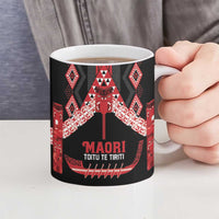Toitu Te Tiriti Waitangi Ceramic Mug Black Wharenui House LT9 - Polynesian Pride