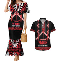 Toitu Te Tiriti Waitangi Couples Matching Mermaid Dress and Hawaiian Shirt Black Wharenui House - Polynesian Pride