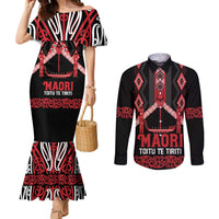 Toitu Te Tiriti Waitangi Couples Matching Mermaid Dress and Long Sleeve Button Shirt Black Wharenui House - Polynesian Pride