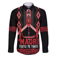 Toitu Te Tiriti Waitangi Family Matching Off The Shoulder Long Sleeve Dress and Hawaiian Shirt Black Wharenui House - Polynesian Pride