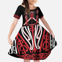 Toitu Te Tiriti Waitangi Family Matching Off Shoulder Maxi Dress and Hawaiian Shirt Black Wharenui House - Polynesian Pride