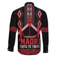 Toitu Te Tiriti Waitangi Family Matching Off Shoulder Maxi Dress and Hawaiian Shirt Black Wharenui House - Polynesian Pride