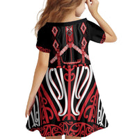 Toitu Te Tiriti Waitangi Family Matching Short Sleeve Bodycon Dress and Hawaiian Shirt Black Wharenui House - Polynesian Pride
