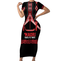 Toitu Te Tiriti Waitangi Family Matching Short Sleeve Bodycon Dress and Hawaiian Shirt Black Wharenui House - Polynesian Pride