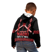 Toitu Te Tiriti Waitangi Kid Hoodie Black Wharenui House - Polynesian Pride