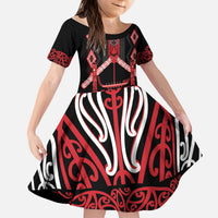Toitu Te Tiriti Waitangi Kid Short Sleeve Dress Black Wharenui House - Polynesian Pride