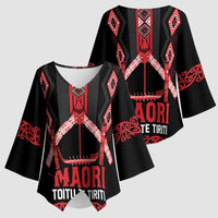 Toitu Te Tiriti Waitangi Kimono Sleeve Blouse Black Wharenui House - Polynesian Pride