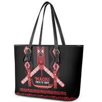 Toitu Te Tiriti Waitangi Leather Tote Bag Black Wharenui House - Polynesian Pride