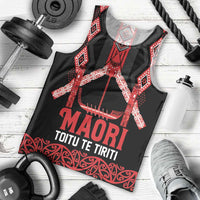 Toitu Te Tiriti Waitangi Men Tank Top Black Wharenui House LT9 - Polynesian Pride