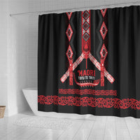 Toitu Te Tiriti Waitangi Shower Curtain Black Wharenui House - Polynesian Pride