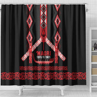 Toitu Te Tiriti Waitangi Shower Curtain Black Wharenui House - Polynesian Pride