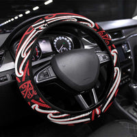 Toitu Te Tiriti Waitangi Steering Wheel Cover Black Wharenui House - Polynesian Pride