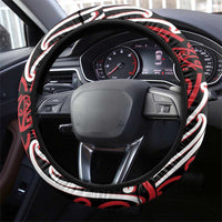 Toitu Te Tiriti Waitangi Steering Wheel Cover Black Wharenui House - Polynesian Pride