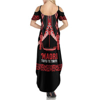 Toitu Te Tiriti Waitangi Summer Maxi Dress Black Wharenui House - Polynesian Pride