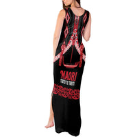 Toitu Te Tiriti Waitangi Tank Maxi Dress Black Wharenui House - Polynesian Pride
