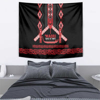 Toitu Te Tiriti Waitangi Tapestry Black Wharenui House - Polynesian Pride