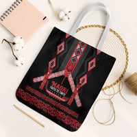 Toitu Te Tiriti Waitangi Tote Bag Black Wharenui House - Polynesian Pride