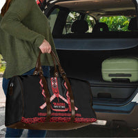 Toitu Te Tiriti Waitangi Travel Bag Black Wharenui House - Polynesian Pride