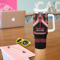 Toitu Te Tiriti Waitangi Tumbler With Handle Black Wharenui House - Polynesian Pride