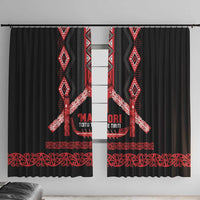 Toitu Te Tiriti Waitangi Window Curtain Black Wharenui House - Polynesian Pride
