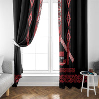 Toitu Te Tiriti Waitangi Window Curtain Black Wharenui House - Polynesian Pride