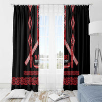 Toitu Te Tiriti Waitangi Window Curtain Black Wharenui House - Polynesian Pride