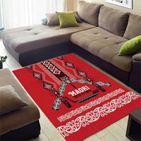 Toitu Te Tiriti Waitangi Area Rug Red Wharenui House - Polynesian Pride
