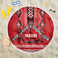 Toitu Te Tiriti Waitangi Beach Blanket Red Wharenui House - Polynesian Pride