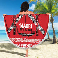 Toitu Te Tiriti Waitangi Beach Blanket Red Wharenui House - Polynesian Pride