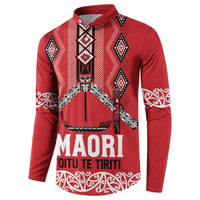 Toitu Te Tiriti Waitangi Button Sweatshirt Red Wharenui House - Polynesian Pride