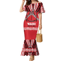 Toitu Te Tiriti Waitangi Family Matching Mermaid Dress and Hawaiian Shirt Red Wharenui House - Polynesian Pride