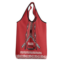 Toitu Te Tiriti Waitangi Grocery Bag Red Wharenui House - Polynesian Pride