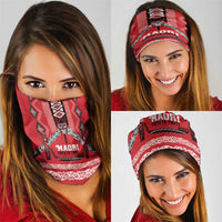 Toitu Te Tiriti Waitangi Neck Gaiter Red Wharenui House - Polynesian Pride