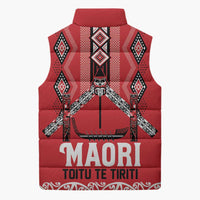Toitu Te Tiriti Waitangi Sleeveless Puffer Jacket Red Wharenui House LT9 - Polynesian Pride