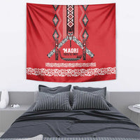 Toitu Te Tiriti Waitangi Tapestry Red Wharenui House - Polynesian Pride