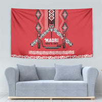 Toitu Te Tiriti Waitangi Tapestry Red Wharenui House - Polynesian Pride