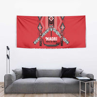 Toitu Te Tiriti Waitangi Tapestry Red Wharenui House - Polynesian Pride