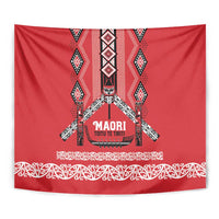 Toitu Te Tiriti Waitangi Tapestry Red Wharenui House - Polynesian Pride