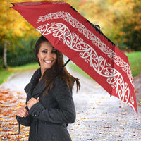 Toitu Te Tiriti Waitangi Umbrella Red Wharenui House - Polynesian Pride