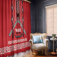 Toitu Te Tiriti Waitangi Window Curtain Red Wharenui House - Polynesian Pride