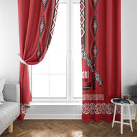Toitu Te Tiriti Waitangi Window Curtain Red Wharenui House - Polynesian Pride