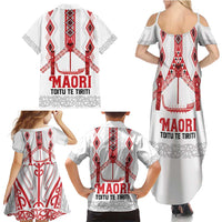 Toitu Te Tiriti Waitangi Family Matching Summer Maxi Dress and Hawaiian Shirt White Wharenui House - Polynesian Pride